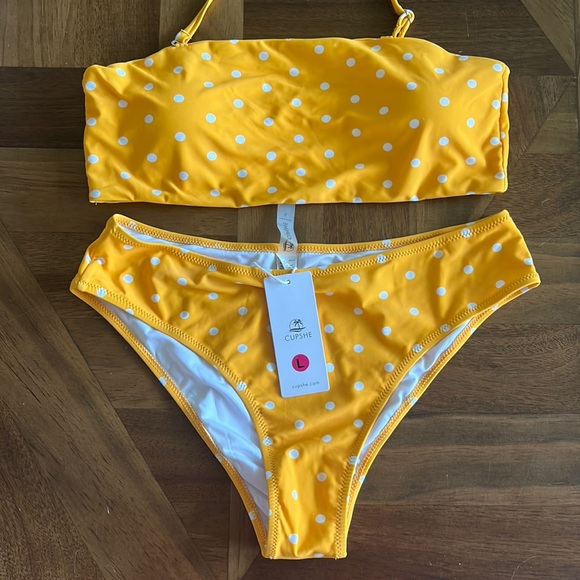 NWT Cupshe Yellow Polka Dot Bikini 👙 - Picture 1 of 6